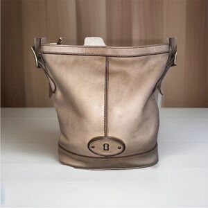 Fossil Taupe Leather Hobo Bag